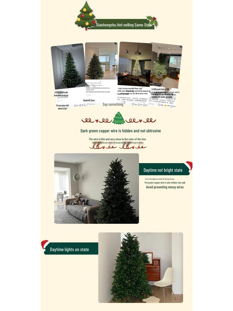 Гирлянда «Звездное небо» с рождественской елкой и темно-зелеными медными огнями