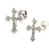 [M7172] - Белые серебряные серьги «Готический крест»