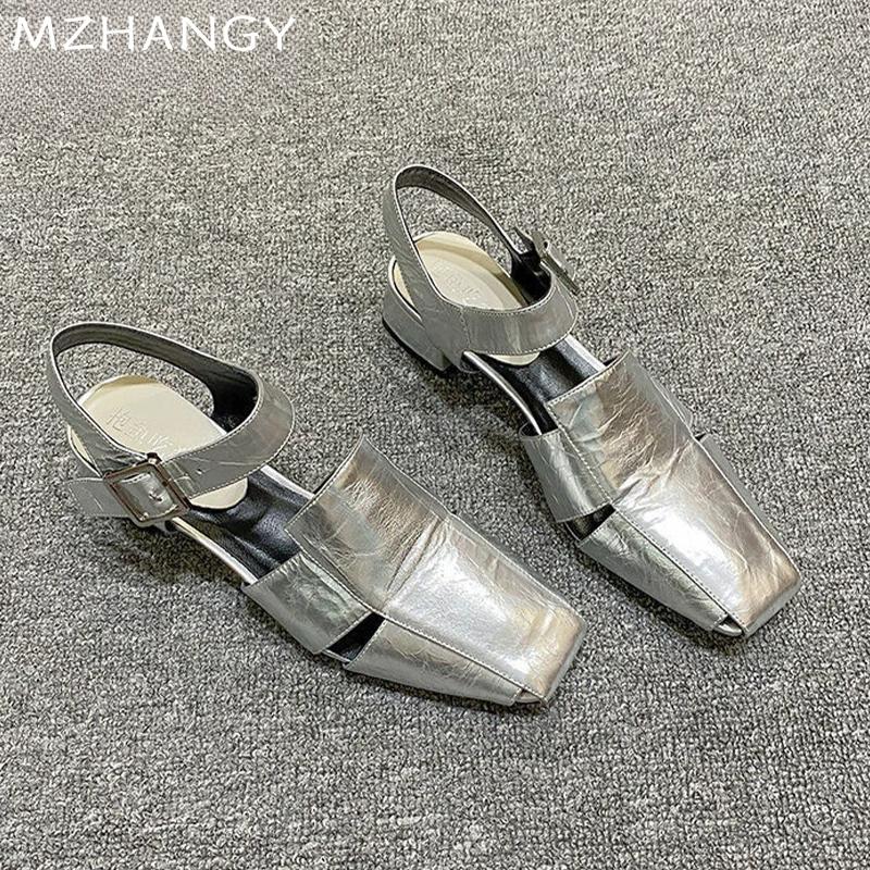 Женские босоножки с квадратным носком на среднем каблуке, дизайнерская обувь для женщин, тренд 2025 года, новые шлепанцы, осенние туфли-лодочки, удобные туфли-лодочки Mujer Zapatillas