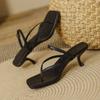 Women Sandals Leather High Heeled Sandals Women's Slippers Summer Outside Stiletto Back Strap Threaded Flip Flops Cool Slippers