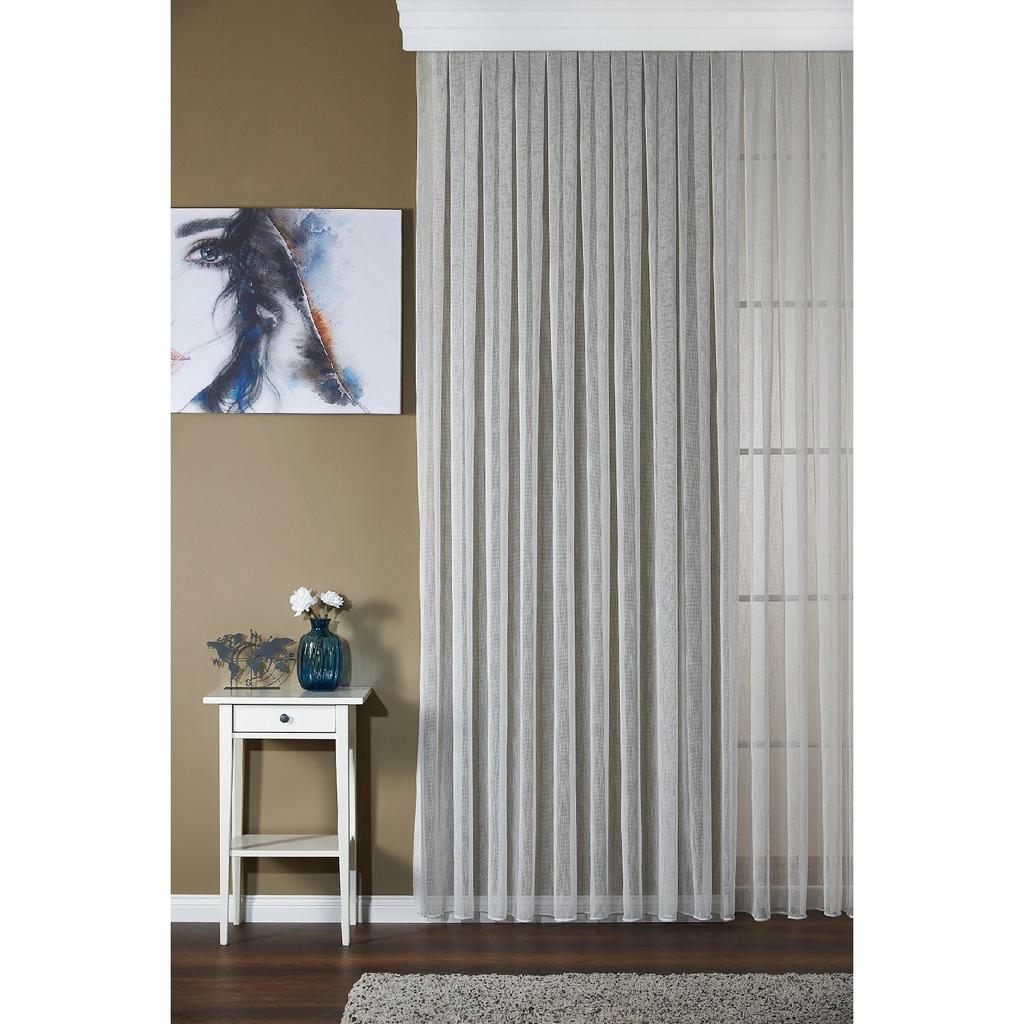 Простая тюлевая занавеска цвета льна цвета экрю, не требующая глажки