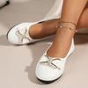 Fashion New Large-sized Flat Single Women's Shoes with Bow Wedge Heels and Low Heels, Round-toed Women's Work Shoes and Leather Shoes