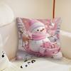 Christmas with White Snowman pink cushion cover Plush Fabric Soft Double Sided Print Sofa Cushion Cover Throw Pillow Covers