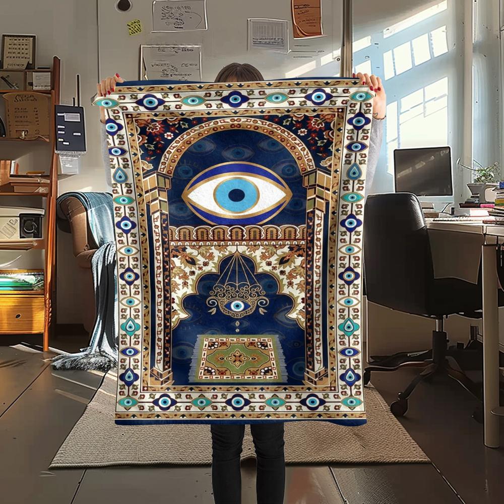 1Pc Evil Eye Print Flannel Blanket, High quality Comfortable for All Seasons, Home Decor, Warmth and Comfort, Perfect for Christmas Gifts W166