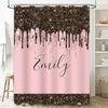 Shower Curtain Custom Name Color Glitter Gold Dripping Design Waterproof Fabric Pink Shampoo Bath Mat Decoration Ho
