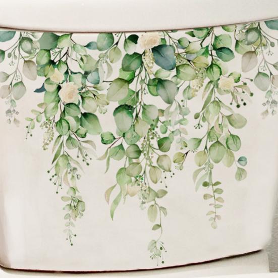 Colors Green Plant Flowers Pattern Self-Adhesive Wall Sticker for Home Bathroom