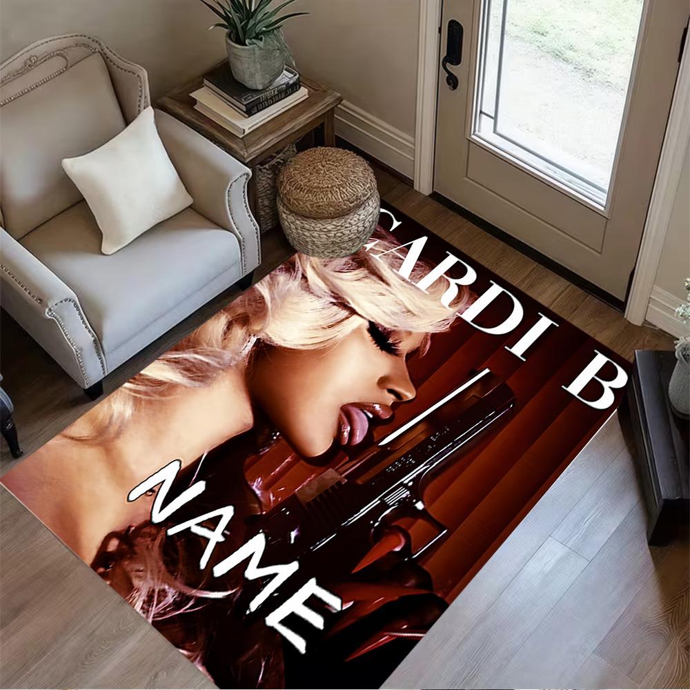 Cardi B's Powerful Persona Personalized Name Floor Rug Office Rug Suitable for Entryway Foyer Dining Room Study room Anti-slip Rug Office home decor
