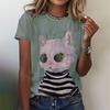 3D Printed Funny Cat T-Shirt For Women Cute Pet Animal Pattern Tees Summer Casual Short Sleeves Oversized T Shirts O-Neck Tops