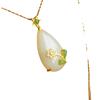 Имитация хотанского нефрита Большой кулон в виде капли воды Колье с дизайном маленького цветочного узора Отделка яшма подарок