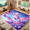 Axolotl Theme Soft Crystal Velvet Rug Custom Name & Text Print Non Slip Floor Rug for Bedroom Living Room