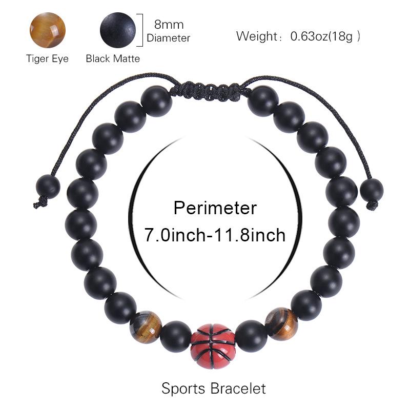 Спортивный стиль Регби Матовый Камень Плетеный Браслет – Версии для Тренера по Футболу, Теннису и Баскетболу в комплекте