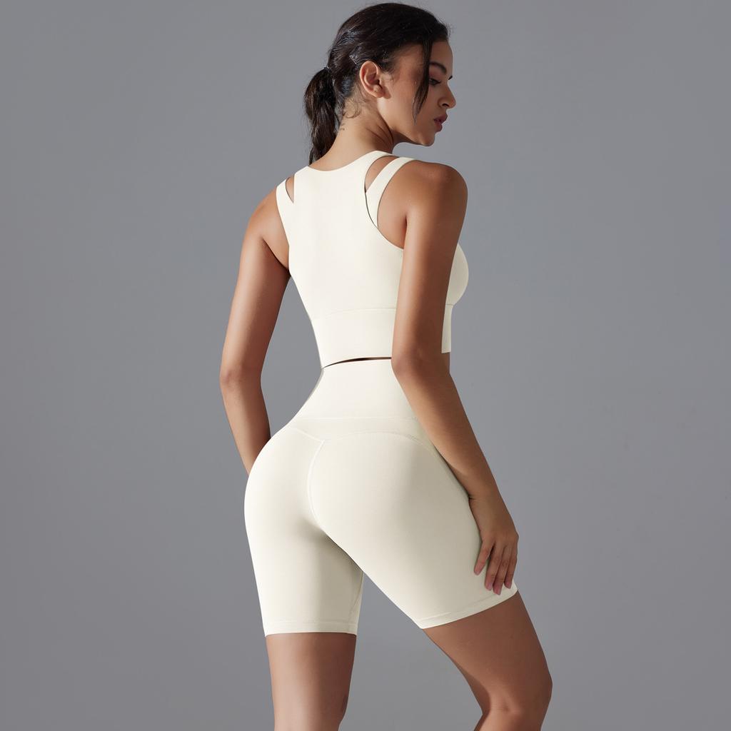 Nessaj Одежда для тренировок Женские костюмы для йоги Спортивный бюстгальтер на молнии Шорты с высокой талией Спортивная одежда Спортивный костюм для фитнеса