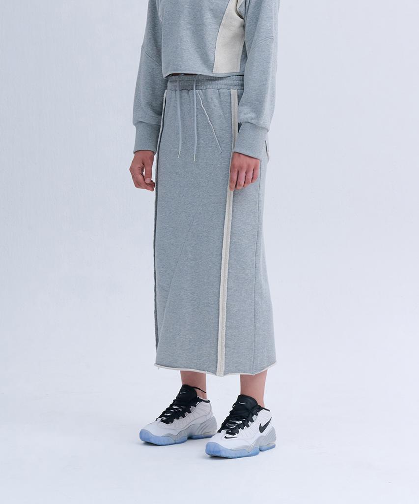 Nine Jet Cutoff Long Sweat Skirt (2 Colors)