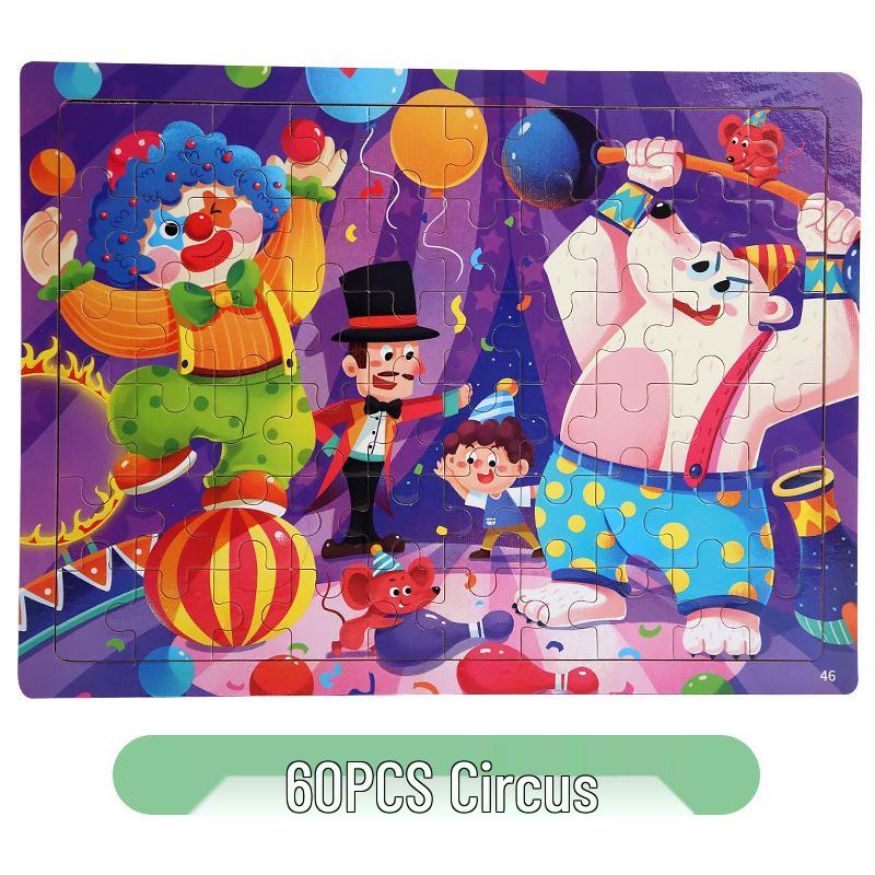 60-Piece Children's Cartoon Wooden Jigsaw Puzzle for Early Education