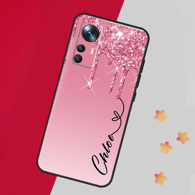 Personalised Glitter Name For POCO X5 X3 Pro M5 M5s F4 X4 F3 F5 Case For Xiaomi 13 13T Pro 12 Lite 12X 11T 12T 14 Pro