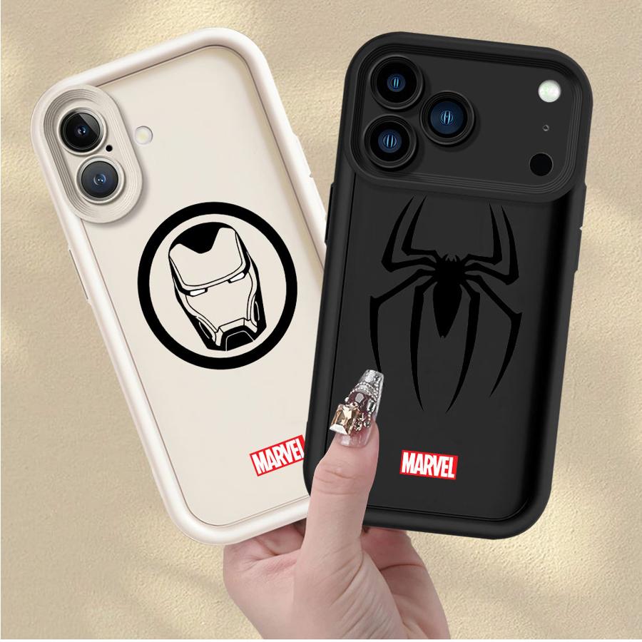 Мягкий чехол-кейс для iPhone XR 15 16 14 Plus 16e XS Max 13 12 11 Pro Max 17 Air Marvel Человек-паук Железный человек