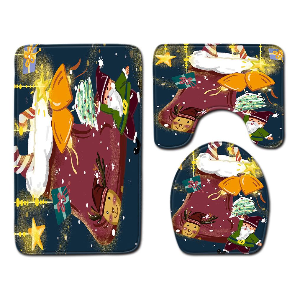 Рождественская шторка для душа, коврик для пола, комбинация из четырех предметов, ковер для ванной комнаты и туалета, коврик для душевой комнаты, коврик для ног