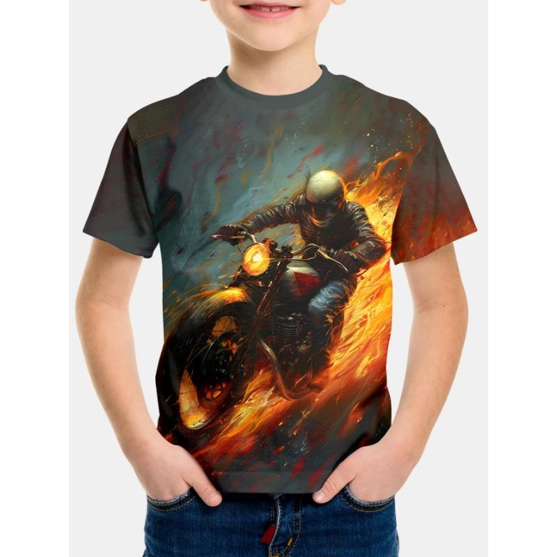 Одежда для мальчика Детская футболка Крутая футболка Monster Truck для мальчиков Детская одежда Детская одежда для мальчиков Топы Футболки 2024
