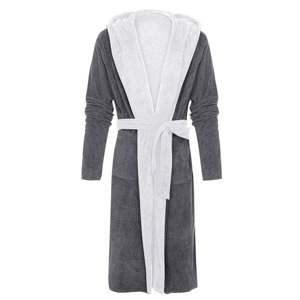 Мужская зимняя плюшевая удлиненная шаль, халат, домашняя одежда, халат с длинными рукавами, пальто