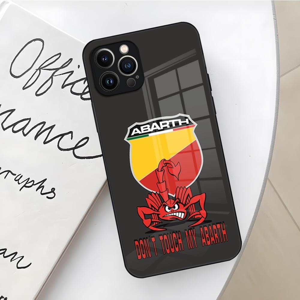 ABARTH Италия Чехол для телефона автомобиля для Iphone 16 15 14 12 11 13 Pro Max Mini X Xr Xs Se 8 Plus Стеклянный Чехол