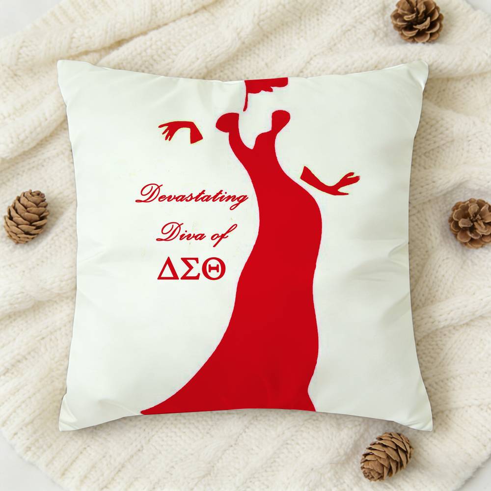DDelta Sigma Theta Button Doublesided Printed Square Decorative Cushion Cover for Sofa Living Room Home Decor