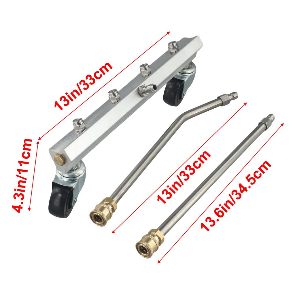 1 Set Under Car Pressure Washer Undercarriage Cleaner 4000 PSI Underbody Wash Broom Self-replaceable Nozzle Accessories