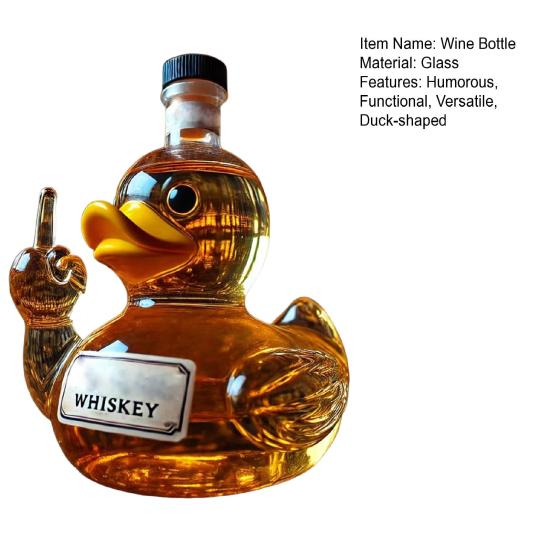 Middle Finger Duck Bottle Funny Whiskey Bottle Duck-shaped Alcohol Bottle Funny Duck Decanter for Bar Office Home Prank Gift