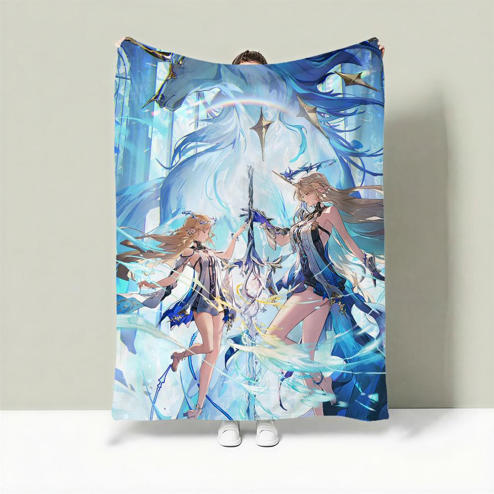 Game W-Wuthering Waves Throw Lightweight 240g Flannel Blanket Soft Skin-friendly for Summer Cooling