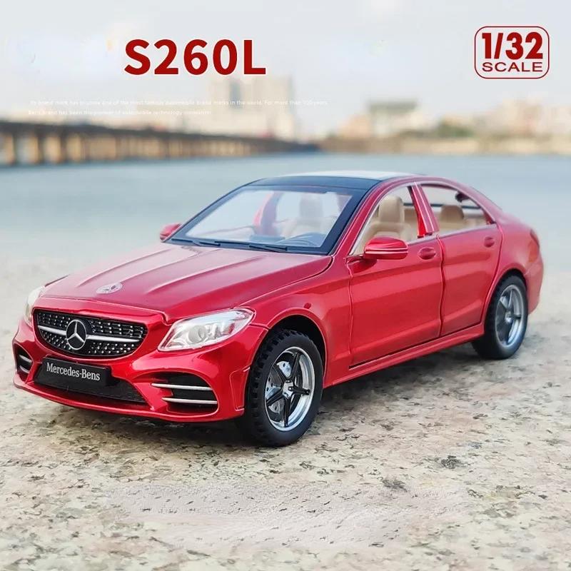 1:32 Модель автомобиля Mercedes-Benz C260L С инерционным механизмом Акусто-оптическая Сплав Литой металл Игрушки Автотовары Модель для детей мальчиков A54