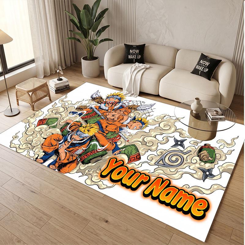 Custom Name Crystal Velvet Rug,Naruto Comfortable Anti Slip Floor Mat For Room Decoration