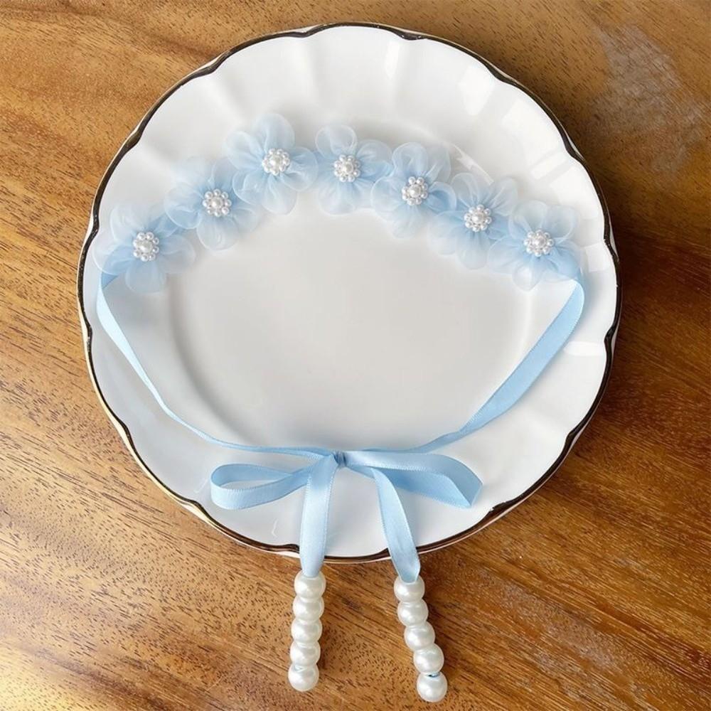 Sweet Design Floral Headband Snow Yarn Imitation Pearl Headband Childrens Festival