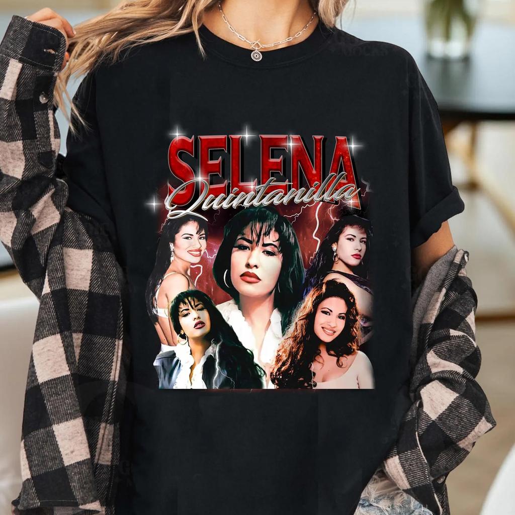 Selena Quintanilla Retro Pattern Printed Shirt 90s Retro Latin Music Tshirt A Fan Gift Suitable for Both Unisex and Women