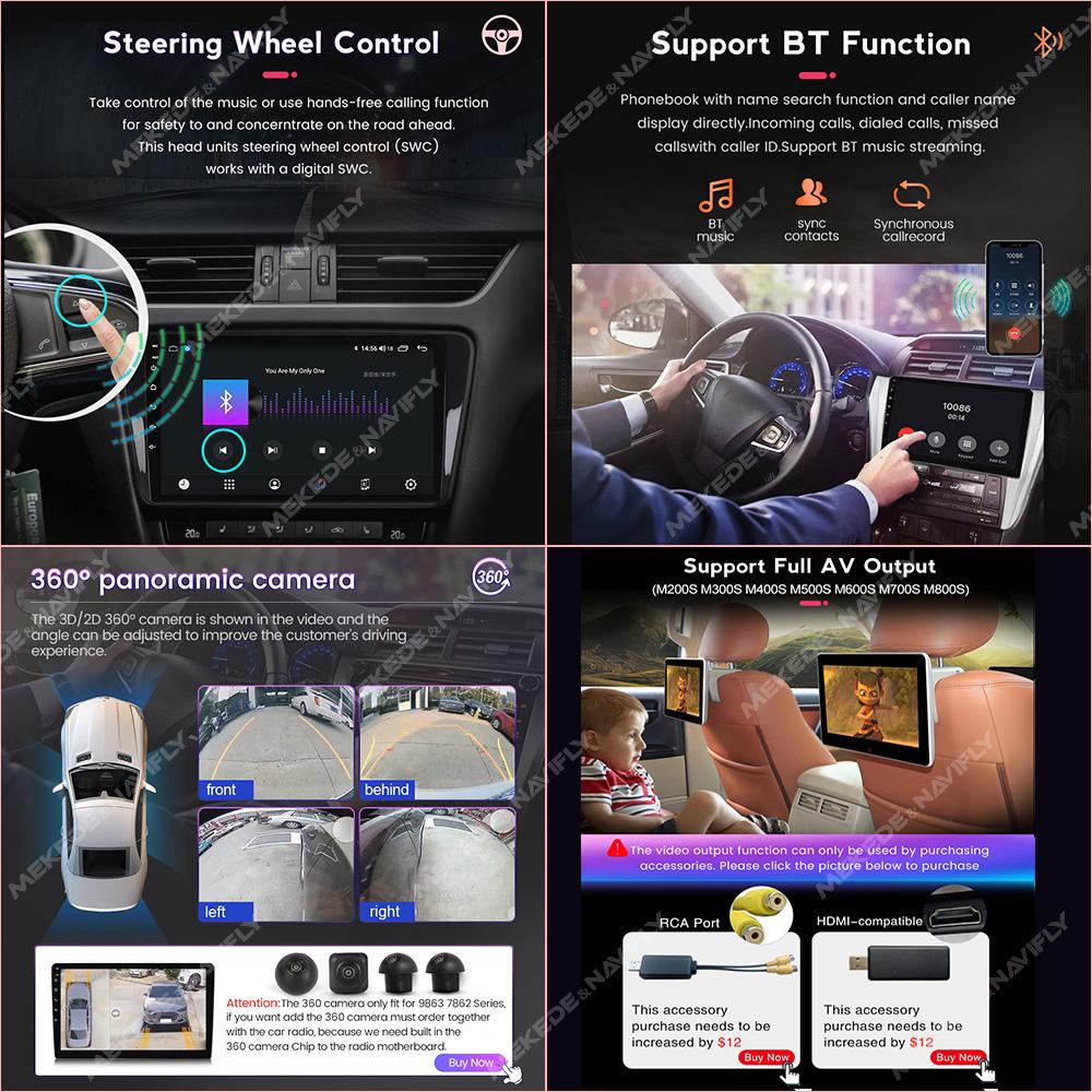 Navifly 9" 10" IPS 2Din Android автомобильное радио Авторадио 2 Din Универсальный стерео WIFI GPS мультимедийный плеер для Nissan Toyota Kia VW