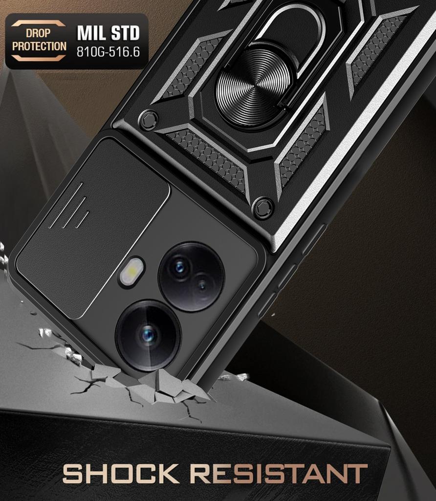 Для OPPO Realme 10 Pro 5G чехол для слайд-камеры противоударный бронированный чехол для телефона Realme 10 Pro Plus Realme10 автомобильный держатель задняя крышка