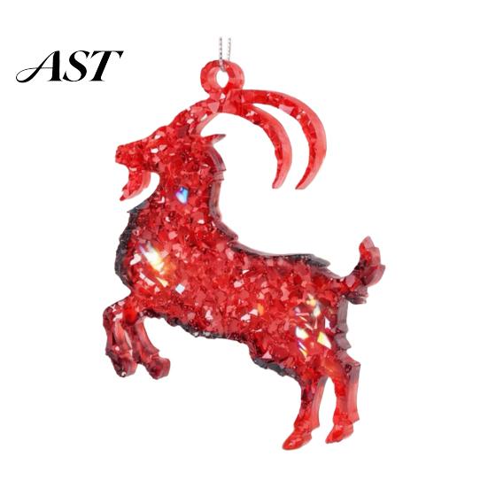 Indoor Holiday Party Decoration Goat Christmas Tree Hanging Ornaments, Decorative 2D Flat Acrylic Festive Winter Pendant for Home Decor, Lightweight