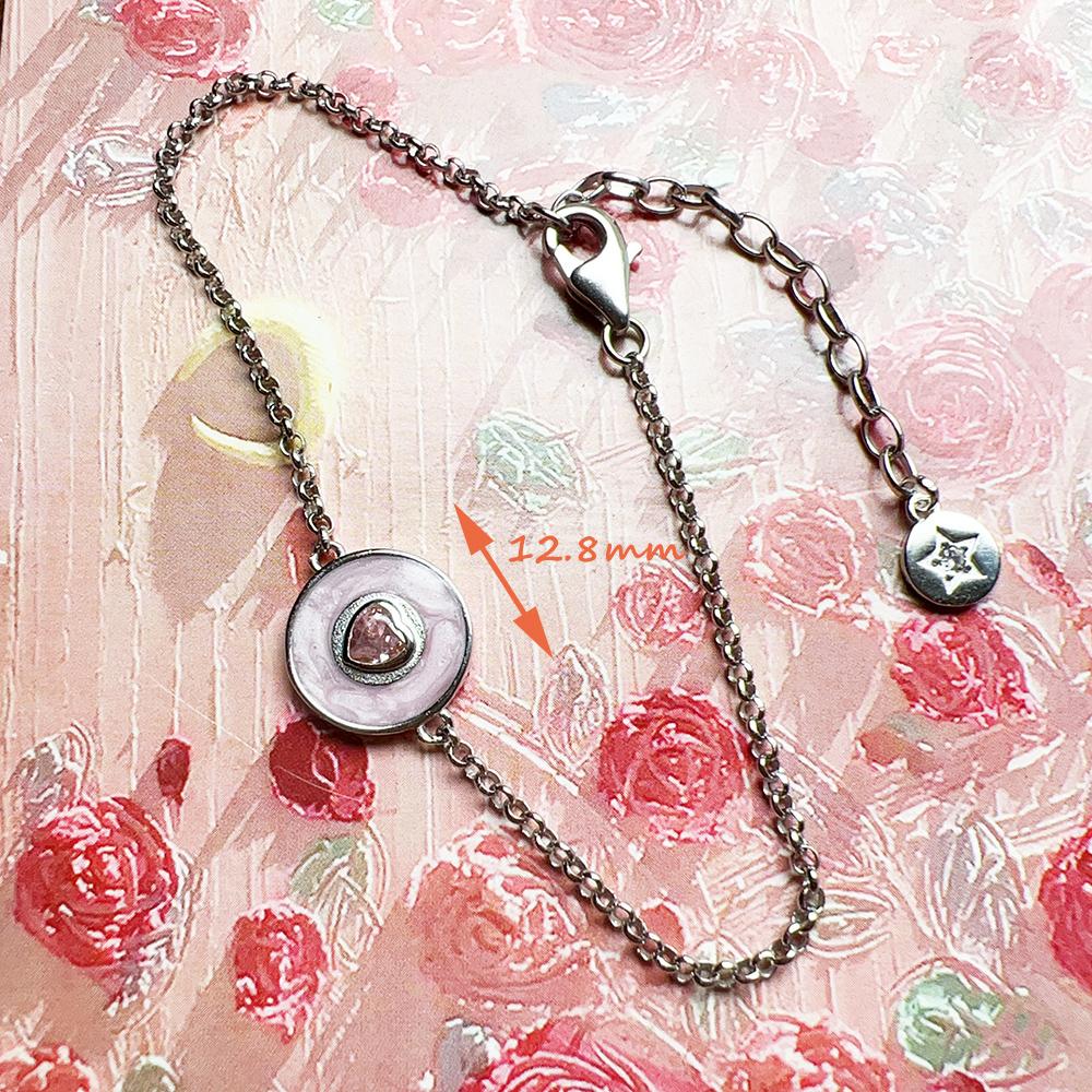 Pink Disc Heart Zircon Winter Bracelet Winner 925 Sterling Silver Jewelry Romantic Gift For Women