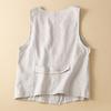 Женский льняной жилет без рукавов, легкий летний жилет с v-образным вырезом на пуговицах, женские аксессуары