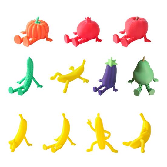 3D-печатная фигурка фрукта с подвижными ногами, подвижные суставы, банан, груша, огурец, баклажан, тыква, статуэтка, снятие стресса, мини-овощной фиджет