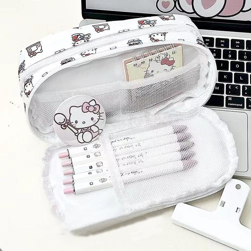 1 шт. Милый пенал Hello Kitty Большой емкости Многофункциональный Мультяшный пенал Визуальное окно Студенческая сумка для хранения канцелярских принадлежностей