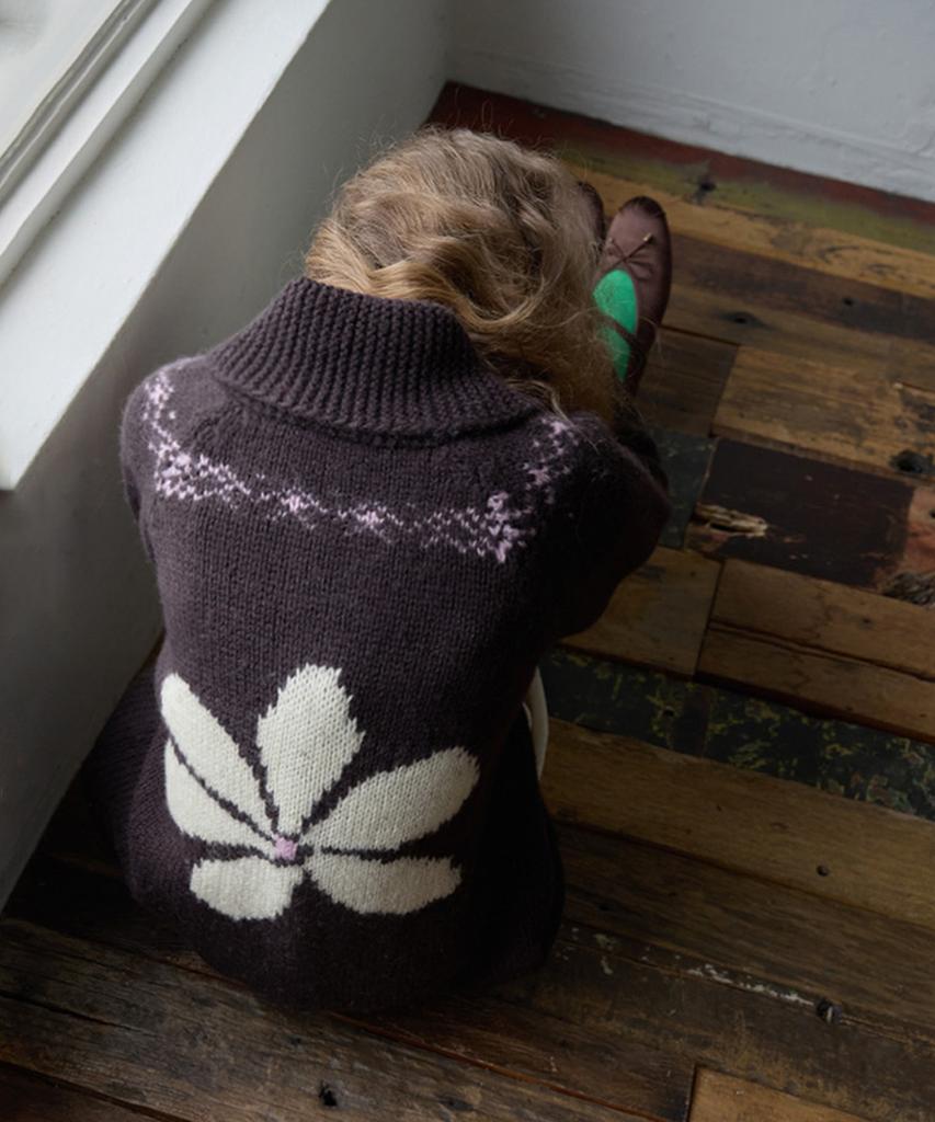 Murmure [100% Wool] Daph Flower Jacquard Zip-Up Cardigan/Daph Cardigan_2Colors
