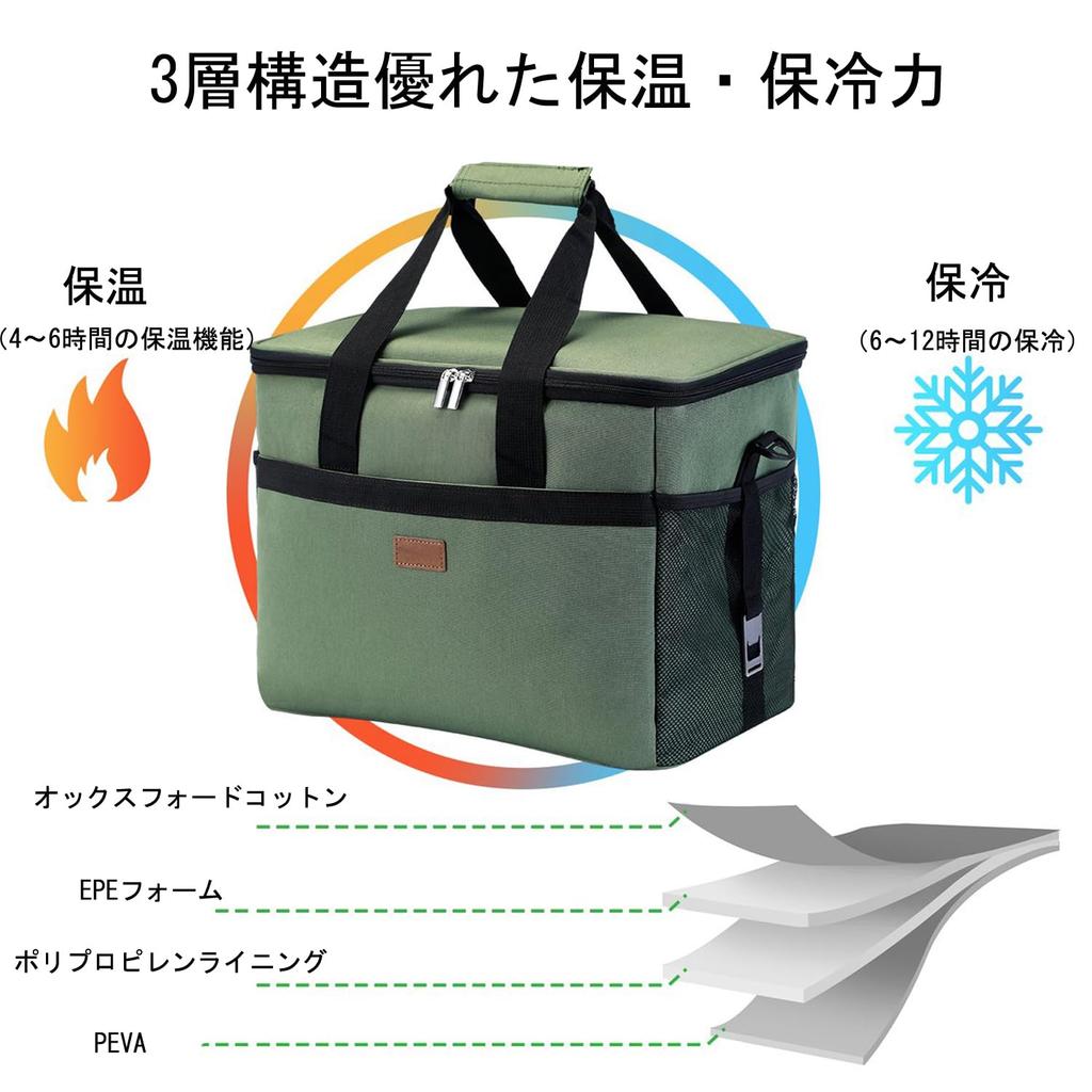 Gogotool Soft Cooler Large Capacity 35L Cooler 3 Layer Thermal Insulation Foldable and Storage Can Be Used As Handbag and Shoulder Lunch Storage