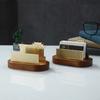 Wooden Business Card Holder Metal Organizer Office Desk Display Stand Memo Counter Accessories Tabletop Card Holder Storage