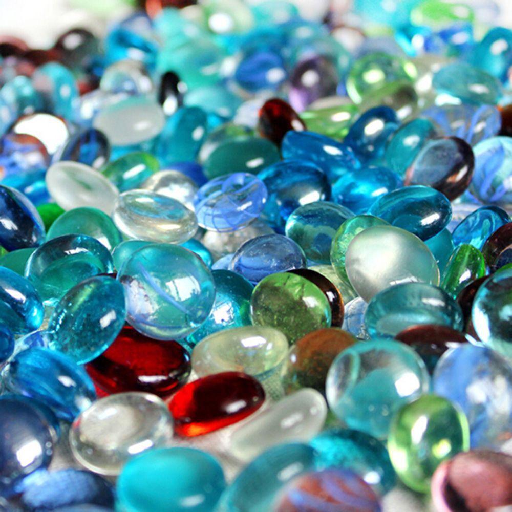 100g Ornament Crystal Flat Stone Marbles Pebbles Accessories Decoration Glass Stones Fish Tank Beads Aquarium