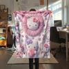 1 шт. Розовое фланелевое одеяло Hello Kitty с принтом, Высококачественное, Для всех сезонов, Декор для дома, Тепло и комфорт, Идеально для рождественских подарков