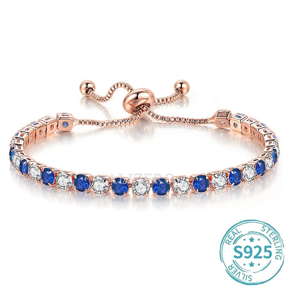 ALIZERO S925 Silver Bracelet Multicolor Zirconia Tennis Bracelets For Women Fashion Luxury Charm Jewelry