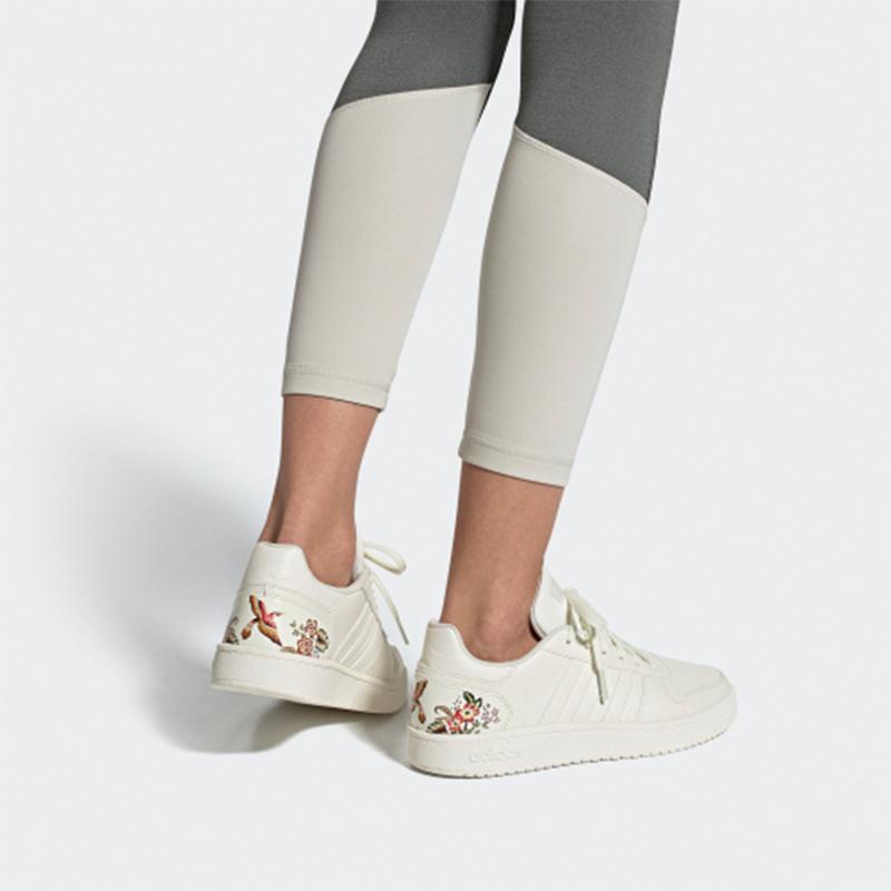 adidas Neo Hoops 2.0 Искусственная кожа Цветочные Удобные Прочные Низкие Ретро Баскетбольные Кроссовки Женские кроссовки Белый EF0122