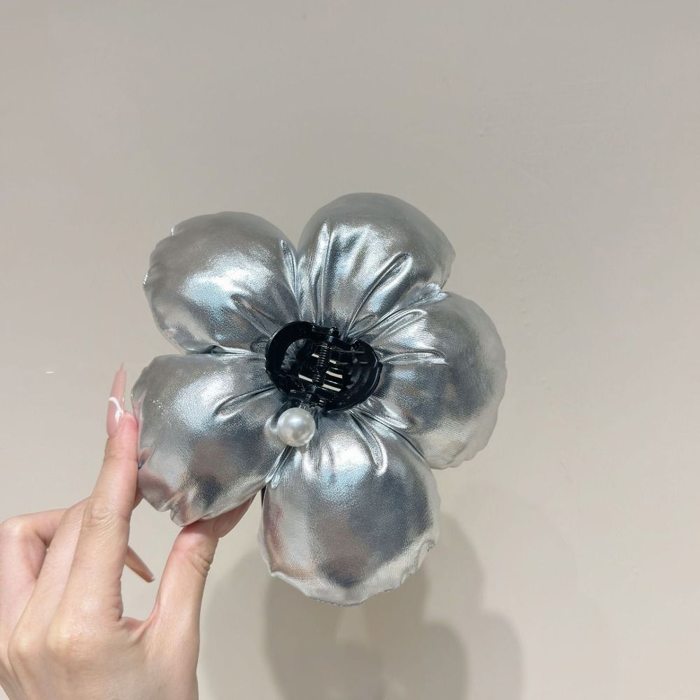 Pearl Sponge Puff Flower Hair Claw Korean Style Exaggerated Crab Clip Scrunchies Shark Clip  Daily