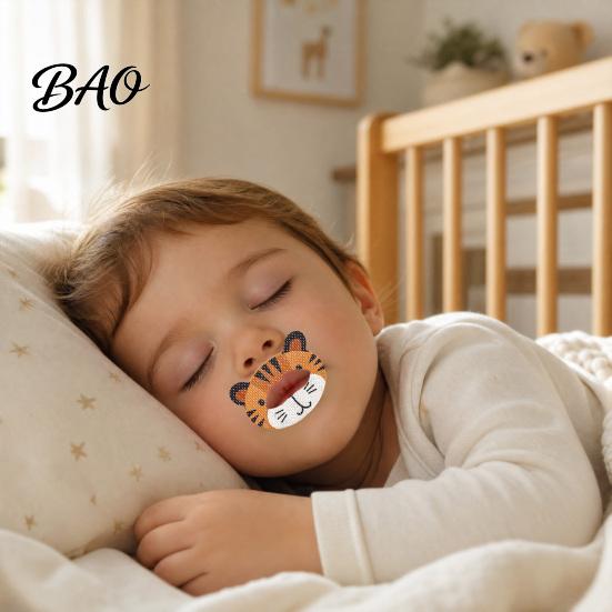 Mouth Closure Strip 30Pcs Cartoon Animal Sleeping Tape for Kids, Keep Closed, Breathable Lip Breathing Correction Patch, Hypoallergenic Anti-Snoring