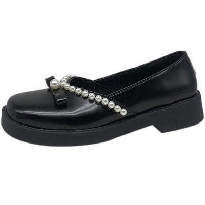 2024Женская обувь 2024 года Новые модные туфли в британском стиле в стиле ретро Туфли без застежек Туфли без застежек из кожи Интернет-популярные повседневные туфли с жемчугом