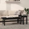 Coffee Table Set, Black, 2 Pcs, Solid Pine Wood